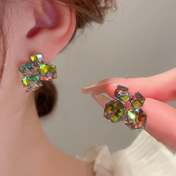 Crystal Cube Korean Studs