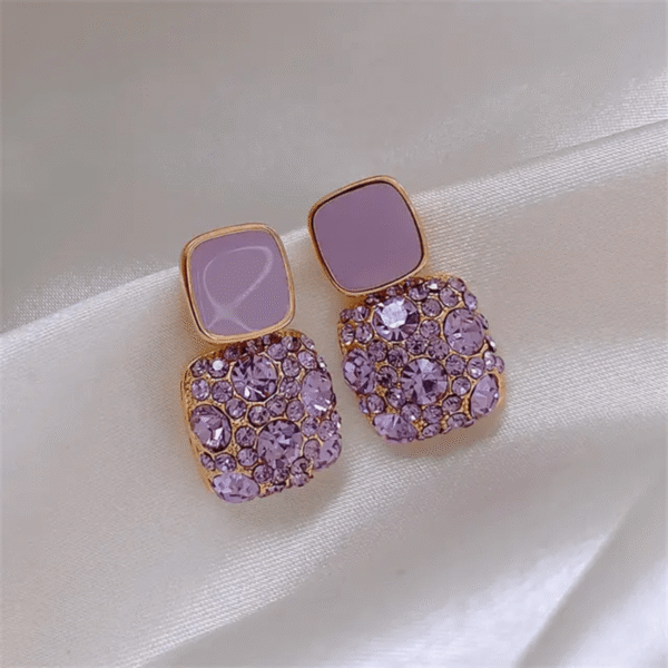 Purple Crystal Korean Earring