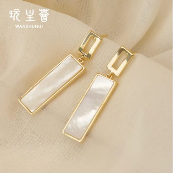 White Rectangle Earring