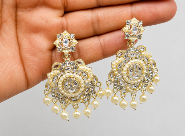 Light Gold White Jhumka