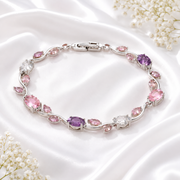 Vine & Pink Crystal Tulip Bracelet